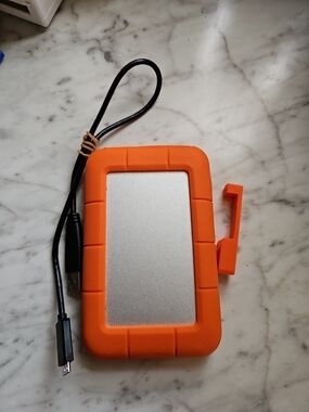Lacie Orange Portable External Drive with Protective Silicone Case and USB Cable